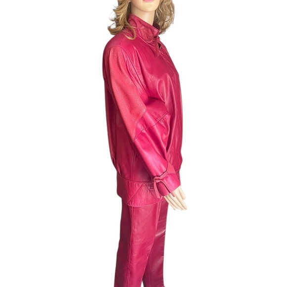 VTG Sibylle Lynn Made in Canada Soft Leather Oxblood Blazer/pants size 8 New! - Picture 8 of 16